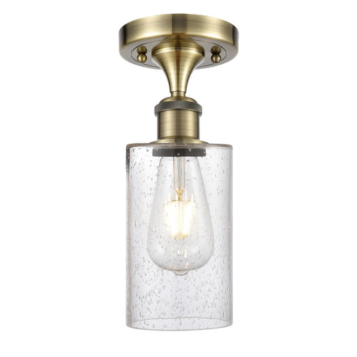Innovations Clymer 4in 1-Light Semi-Flush | Transitional Antique Brass and Seedy Glass | Hallway & Entryway | Model 516-1C-AB-G804