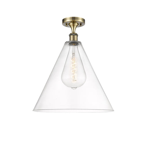 Innovations Lighting Berkshire 16in 1-Light Semi-Flush | Industrial Antique Brass and Clear Glass | Kitchen & Dining Room | Model 516-1C-AB-GBC-162