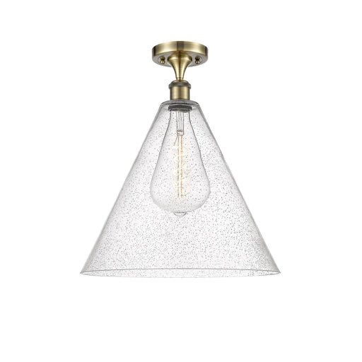 Innovations Lighting Berkshire 16in 1-Light Semi-Flush | Industrial Antique Brass and Seedy Glass | Hallway & Bedroom | Model 516-1C-AB-GBC-164