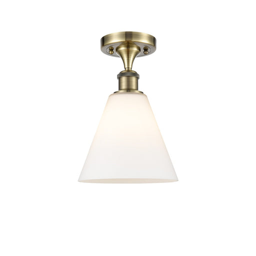 Innovations Lighting Berkshire 8in 1-Light Semi-Flush | Industrial Antique Brass and Matte White Glass | Hallway & Bedroom | Model 516-1C-AB-GBC-81