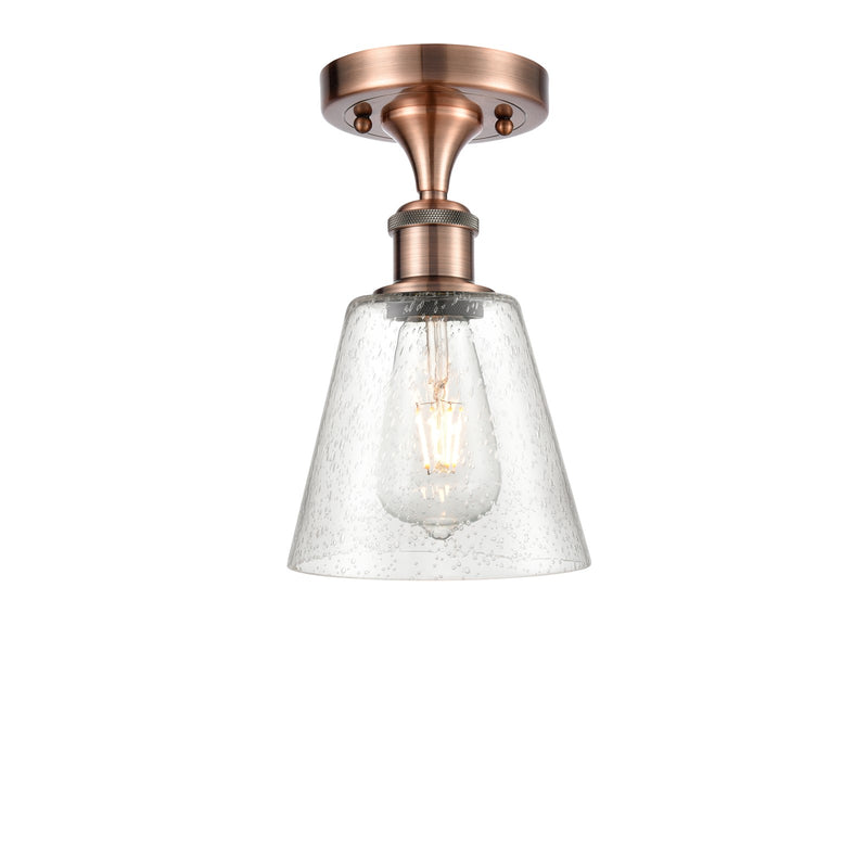 Innovations Caton 6in 1-Light Semi-Flush | Industrial Antique Copper and Frosted Glass | Kitchen & Hallway | 6 x 6 x 9.75 in | Model 516-1C-AC-G454