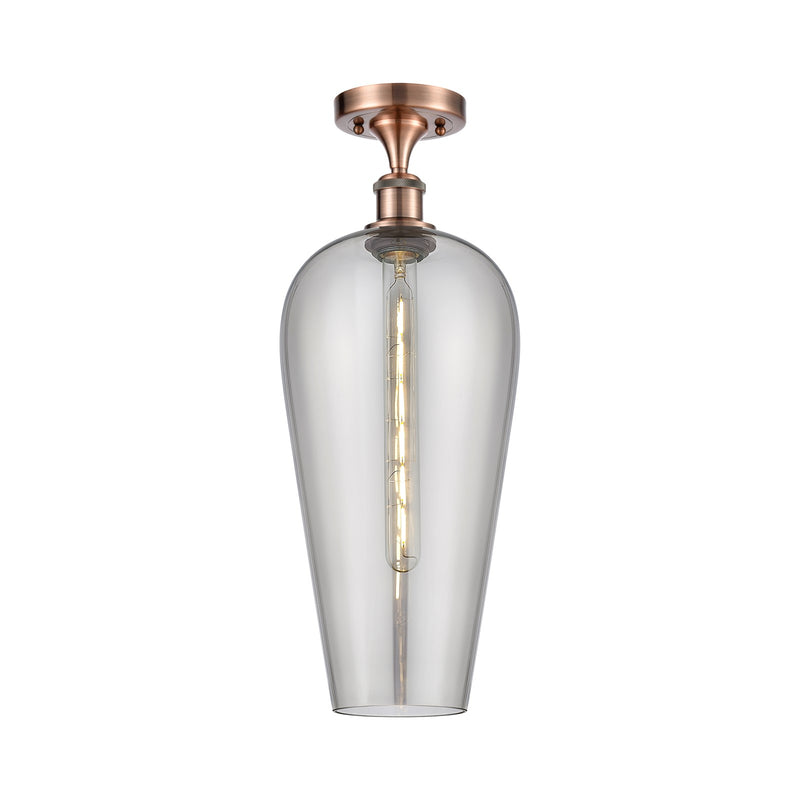 Innovations Chelsea 8in 1-Light Semi-Flush | Industrial Antique Copper and Light Smoke Glass | Hallway & Bedroom | Model 516-1C-AC-G456-8SM