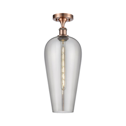 Innovations Chelsea 8in 1-Light Semi-Flush | Industrial Antique Copper and Light Smoke Glass | Hallway & Bedroom | Model 516-1C-AC-G456-8SM