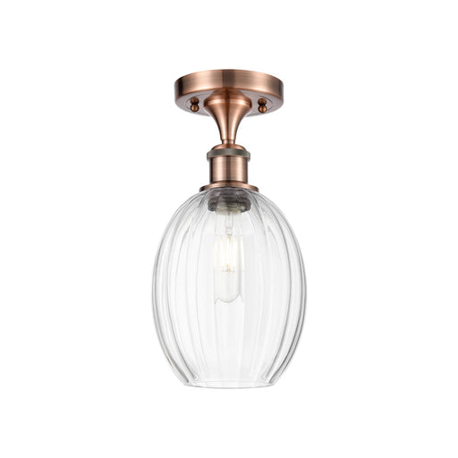 Innovations Preston Bulb 6in 1-Light Semi-Flush | Industrial Antique Copper and Clear Glass | Hallway & Bedroom | Model 516-1C-AC-G459-6CL