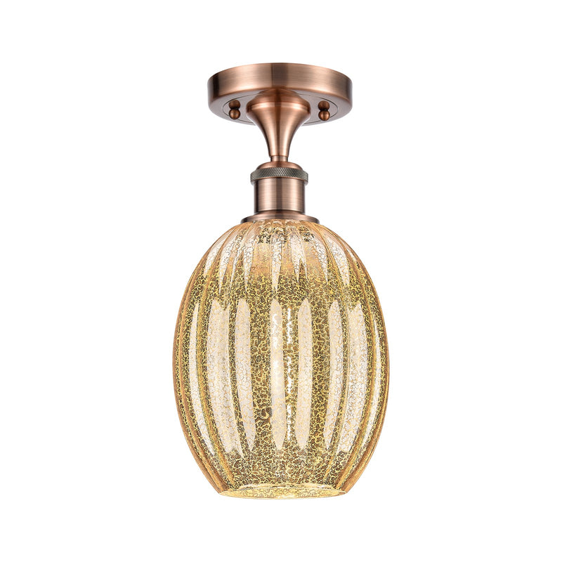 Innovations Preston Bulb 6in 1-Light Semi-Flush | Industrial Antique Copper and Mercury Glass | Hallway & Bedroom | Model 516-1C-AC-G459-6ME