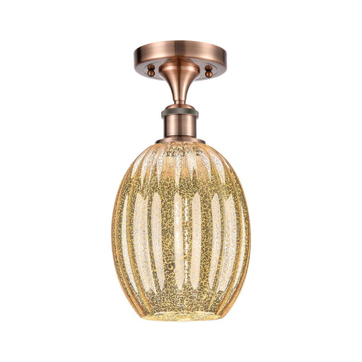 Innovations Preston Bulb 6in 1-Light Semi-Flush | Industrial Antique Copper and Mercury Glass | Hallway & Bedroom | Model 516-1C-AC-G459-6ME
