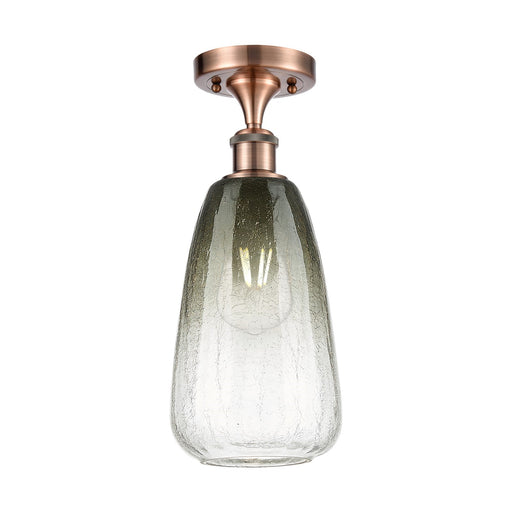 Innovations Brookhaven Almond 6in 1-Light Semi-Flush | Industrial Antique Copper and Slate Glass | Hallway & Entryway | Model 516-1C-AC-G480-6SL