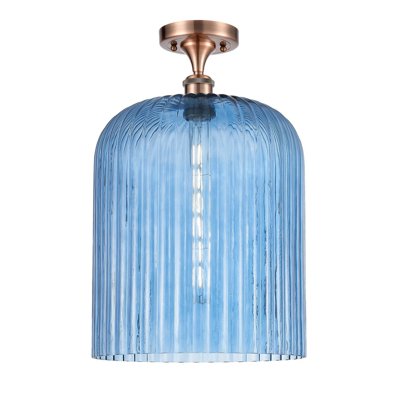 Innovations Bridal Veil 5in 1-Light Semi-Flush | Art Nouveau Antique Copper and Princess Blue Glass | Entryway & Dining | Model 516-1C-AC-G559-12BL