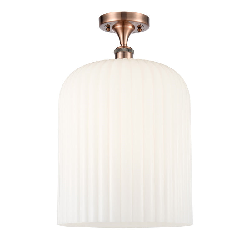 Innovations Bridal Veil 5in 1-Light Semi-Flush | Art Nouveau Antique Copper and Gloss White Glass | Entryway & Dining | Model 516-1C-AC-G559-12GWH