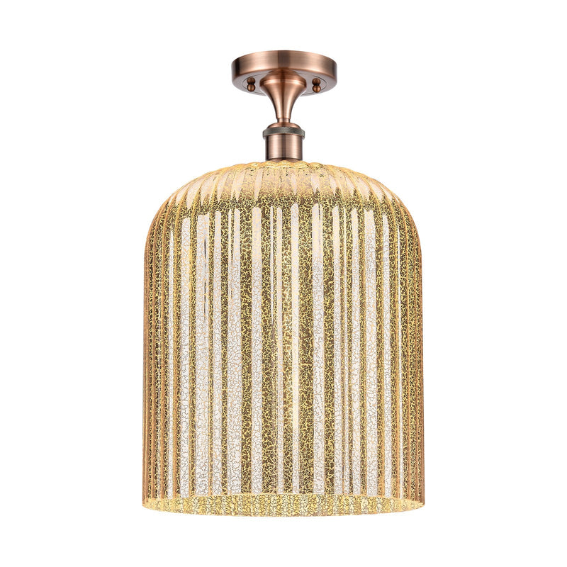 Innovations Bridal Veil 5in 1-Light Semi-Flush | Art Nouveau Antique Copper and Mercury Glass | Hallway & Bathroom | Model 516-1C-AC-G559-12ME