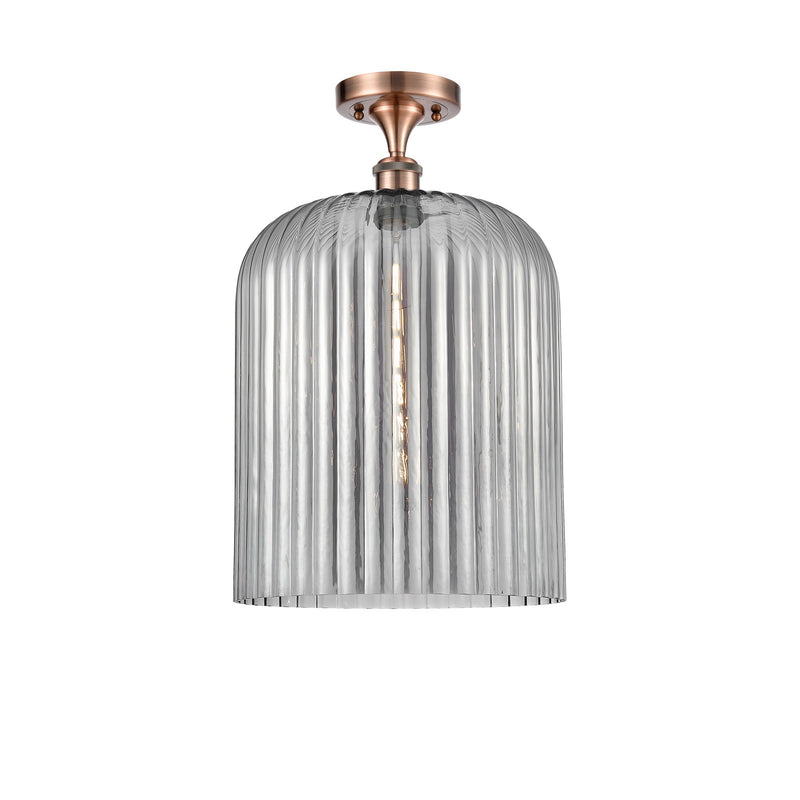 Innovations Bridal Veil 5in 1-Light Semi-Flush | Art Nouveau Antique Copper and Light Smoke Glass | Hallway & Bathroom | Model 516-1C-AC-G559-12SM