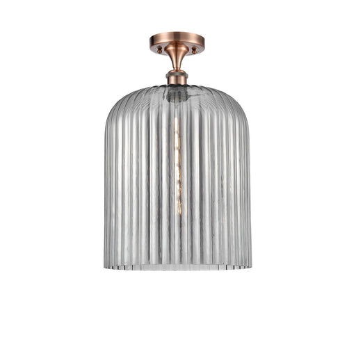 Innovations Bridal Veil 5in 1-Light Semi-Flush | Art Nouveau Antique Copper and Light Smoke Glass | Hallway & Bathroom | Model 516-1C-AC-G559-12SM
