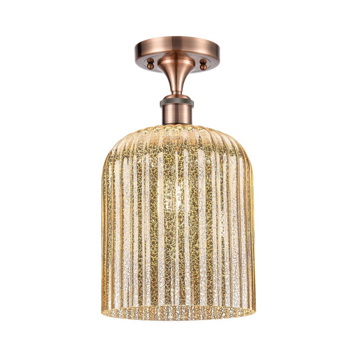 Innovations Bridal Veil 5in 1-Light Semi-Flush | Art Nouveau Antique Copper and Mercury Ribbed Glass | Entryway & Hallway | Model 516-1C-AC-G559-8ME