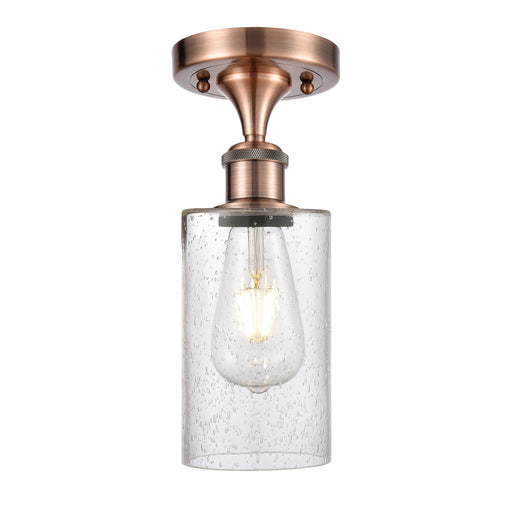 Innovations Clymer 4in 1-Light Semi-Flush | Art Nouveau Antique Copper and Seedy Glass | Hallway & Bedroom | Model 516-1C-AC-G804
