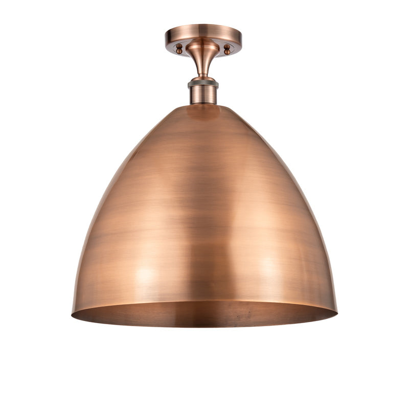 Innovations Lighting Bristol 16in 1-Light Semi-Flush Mount | Industrial Antique Copper Metal Shade | Living Room | Model 516-1C-AC-MBD-16-AC