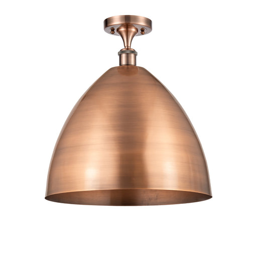 Innovations Lighting Bristol 16in 1-Light Semi-Flush Mount | Industrial Antique Copper Metal Shade | Living Room | Model 516-1C-AC-MBD-16-AC