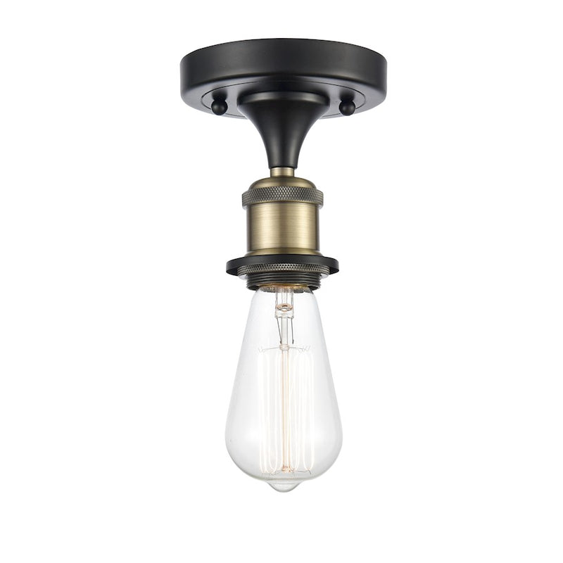 Innovations Bare Bulb 4.5" 1 Light Semi-Flush, Amber/Black Brass