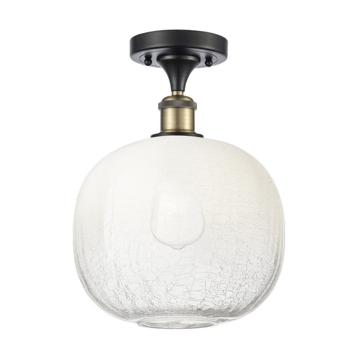 Innovations Ballston 10.5in 1-Light Semi-Flush | Industrial Black Antique Brass and Opal Glass | Kitchen & Dining Room | Model 516-1C-BAB-G481-10OP