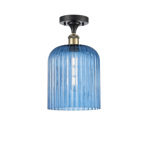 Innovations Bridal Veil 5in 1-Light Semi-Flush | Art Nouveau Black Antique Brass and Princess Blue Glass | Hallway | Model 516-1C-BAB-G559-8BL