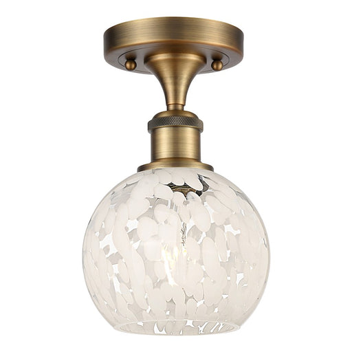 Innovations Ballston 6in 1-Light Semi-Flush Mount | Modern Brushed Brass and White Mouchette Glass | Hallway & Bedroom Ceiling | Model 516-1C-BB-G1216-6WM