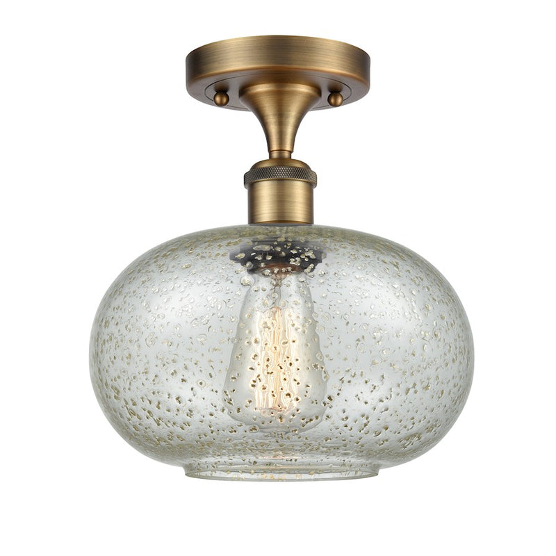 Innovations Lighting Ballston 1-Light Semi-Flush | Industrial Brushed Brass Steel and Mica Glass | Entryway & Hallway Accent | Model 516-1C-BB-G249