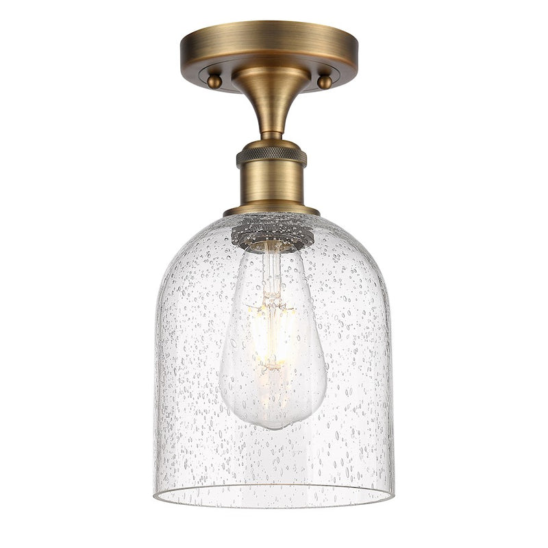 Innovations Bella 6in 1-Light Semi-Flush Mount | Industrial Brushed Brass and Seedy Glass | Entryway & Hallway | Model 516-1C-BB-G558-6SDY