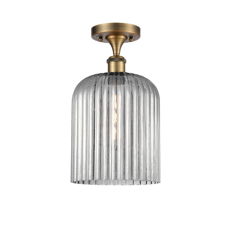 Innovations Bridal Veil 5in 1-Light Semi-Flush | Art Nouveau Brushed Brass and Light Smoke Glass | Hallway & Entryway | Model 516-1C-BB-G559-8SM