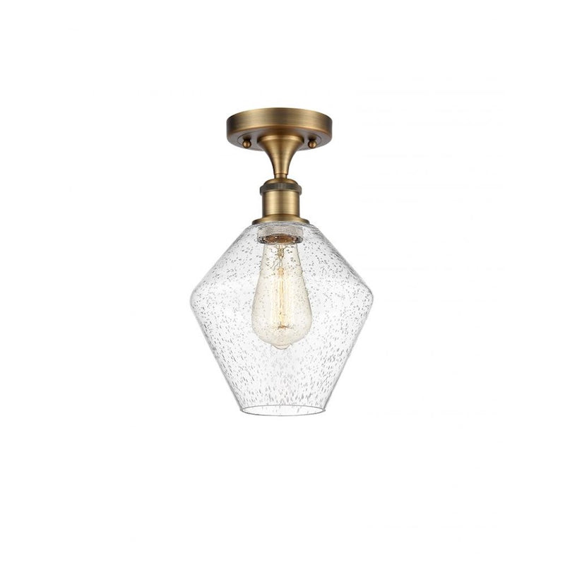 Innovations Ballston Cindyrella 8in 1-Light Semi-Flush | Nautical Transitional Brushed Brass and Seedy Glass | Entryway & Hallway | Model 516-1C-BB-G654-8