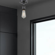 Innovations 516 1 Light Bare Bulb 4.5" Semi-Flush Mount, Matte Black