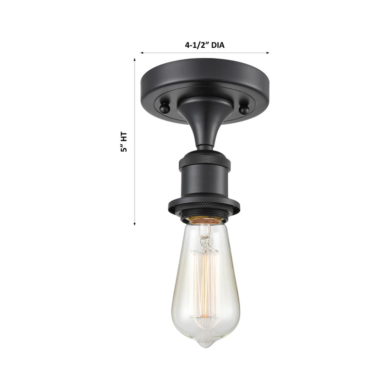 Innovations 516 1 Light Bare Bulb 4.5" Semi-Flush Mount, Matte Black