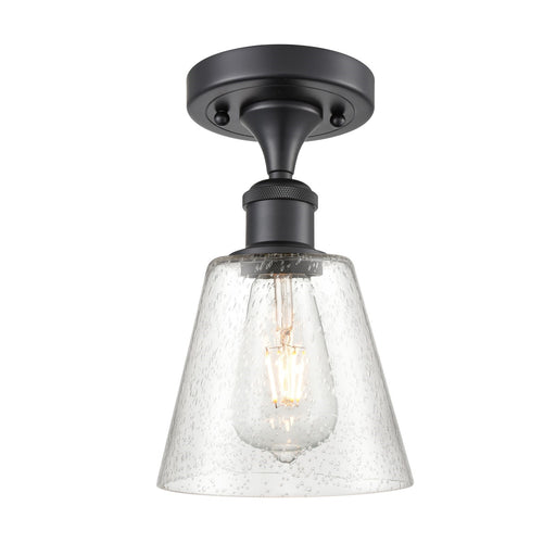 Innovations Caton 6in 1-Light Semi-Flush | Industrial Matte Black and Frosted Glass | Hallway & Entryway | 6 x 6 x 9.75 in | Model 516-1C-BK-G454
