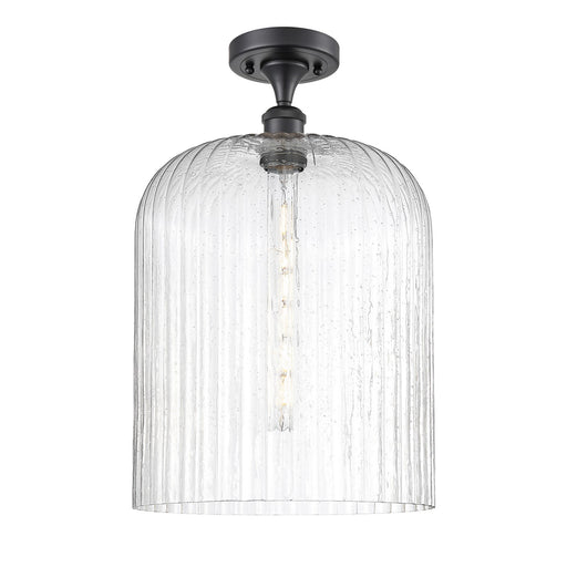 Innovations Bridal Veil 5in 1-Light Semi-Flush | Art Nouveau Matte Black and Seedy Glass | Kitchen & Hallway | Model 516-1C-BK-G559-12SDY