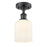 Innovations Ballston Bridal Veil 1Lt 5" Semi-Flush, BK/GW - 516-1C-BK-G559-5GWH