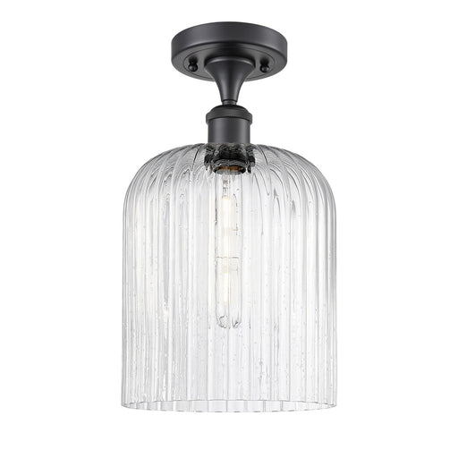 Innovations Bridal Veil 5in 1-Light Semi-Flush | Art Nouveau Matte Black and Seedy Glass | Bedroom & Hallway | Model 516-1C-BK-G559-8SDY