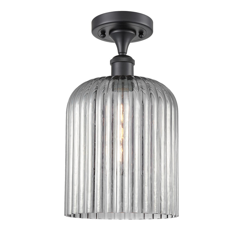 Innovations Bridal Veil 5in 1-Light Semi-Flush | Art Nouveau Matte Black and Light Smoke Glass | Bedroom & Hallway | Model 516-1C-BK-G559-8SM