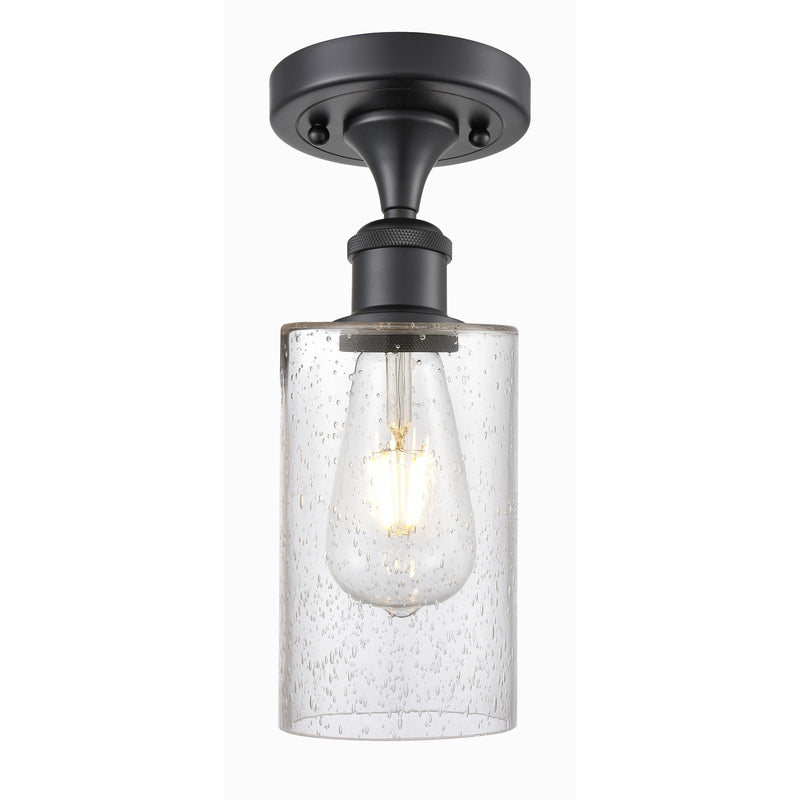 Innovations Clymer 4in 1-Light Semi-Flush | Modern Matte Black and Seedy Glass | Kitchen & Hallway | 3.88 x 10.12 x 3.88 in | Model 516-1C-BK-G804