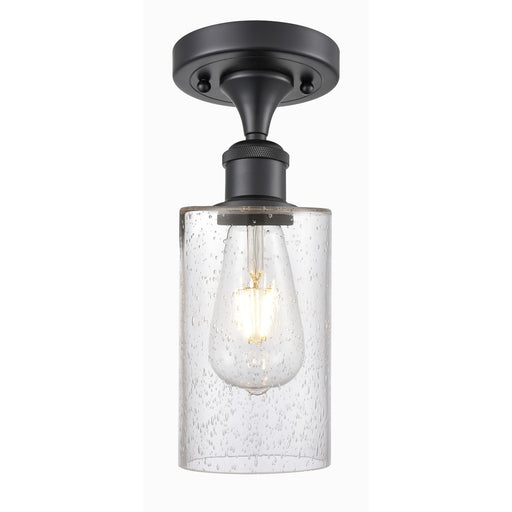 Innovations Clymer 4in 1-Light Semi-Flush | Modern Matte Black and Seedy Glass | Kitchen & Hallway | 3.88 x 10.12 x 3.88 in | Model 516-1C-BK-G804