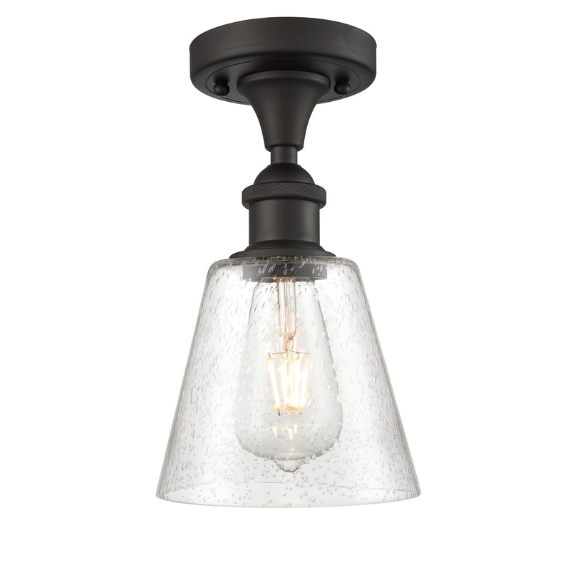 Innovations Caton 6in 1-Light Semi-Flush | Industrial Oil Rubbed Bronze and Frosted Glass | Hallway & Entryway | 6 x 6 x 9 in | Model 516-1C-OB-G454