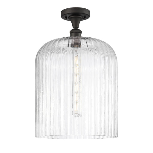 Innovations Bridal Veil 5in 1-Light Semi-Flush | Art Nouveau Oil Rubbed Bronze and Clear Ribbed Glass | Hallway & Foyer | Model 516-1C-OB-G559-12CL