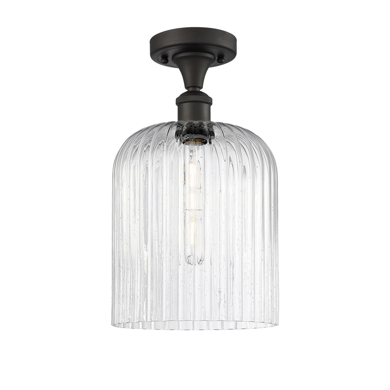 Innovations Bridal Veil 5in 1-Light Semi-Flush | Art Nouveau Oil Rubbed Bronze and Seedy Glass | Entryway & Hallway | Model 516-1C-OB-G559-8SDY