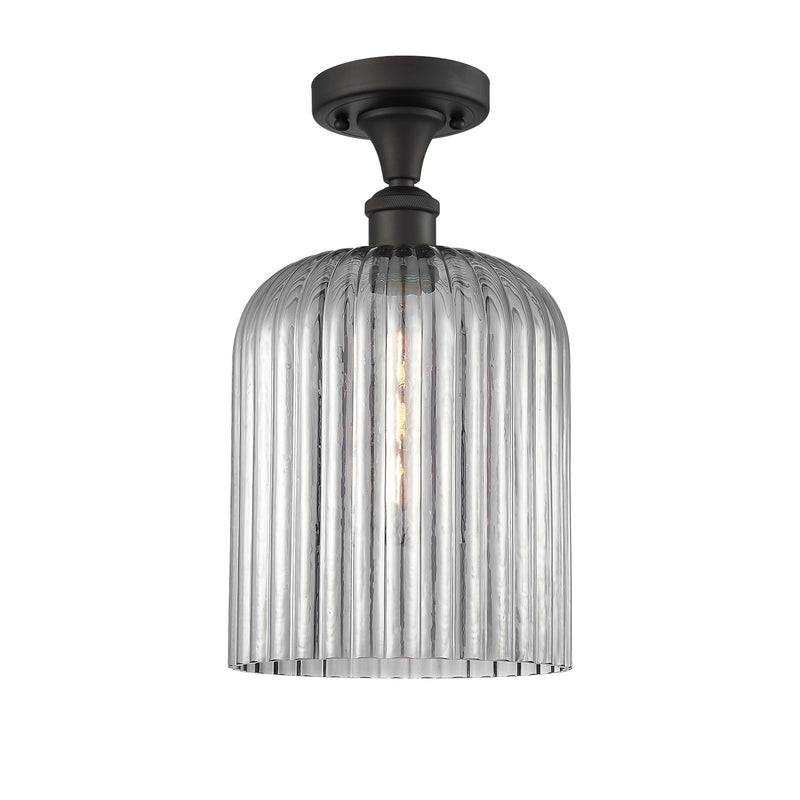 Innovations Bridal Veil 5in 1-Light Semi-Flush | Art Nouveau Oil Rubbed Bronze and Light Smoke Glass | Entryway & Hallway | Model 516-1C-OB-G559-8SM