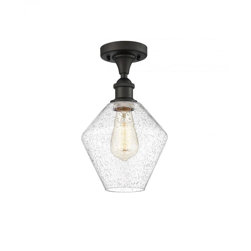 Innovations Ballston Cindyrella 8in 1-Light Semi-Flush Mount | Nautical Art Nouveau Oil Rubbed Bronze and Seedy Glass | Entryway | Model 516-1C-OB-G654-8