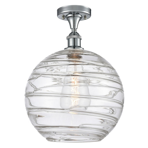 Innovations Athens Deco Swirl 12in 1-Light Semi-Flush | Modern Polished Chrome and Clear Deco Swirl Glass Globe | Model 516-1C-PC-G1213-12CL