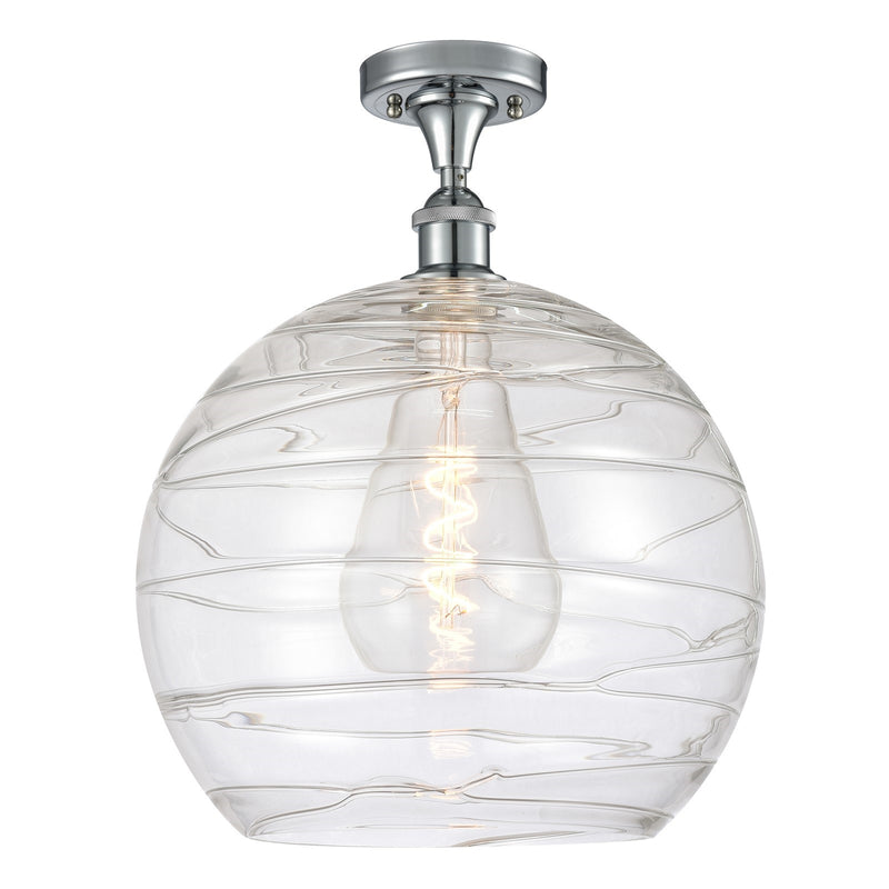 Innovations Athens Deco Swirl 14in 1-Light Semi-Flush | Industrial Polished Chrome and Clear Glass | Entryway & Bedroom | Model 516-1C-PC-G1213-14CL