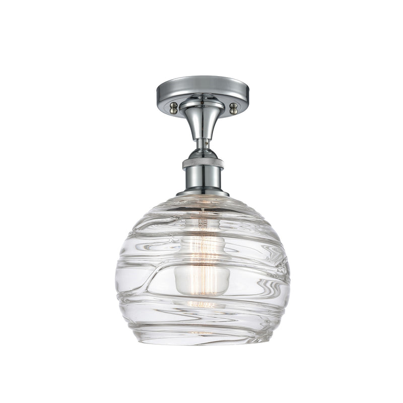 Innovations Athens Deco Swirl 8in 1-Light Semi-Flush | Industrial Polished Chrome and Clear Glass | Entryway & Bedroom | Model 516-1C-PC-G1213-8CL