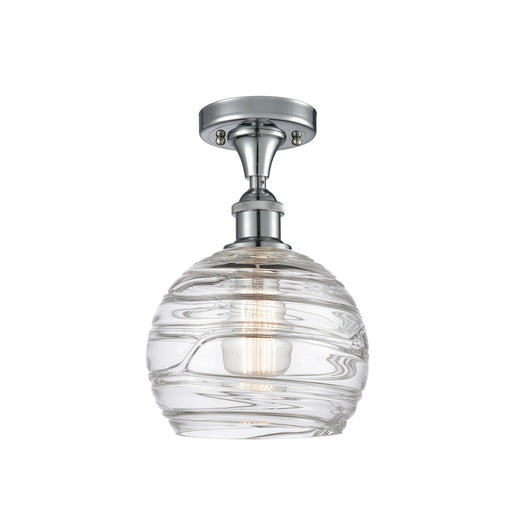 Innovations Athens Deco Swirl 8in 1-Light Semi-Flush | Industrial Polished Chrome and Clear Glass | Entryway & Bedroom | Model 516-1C-PC-G1213-8CL