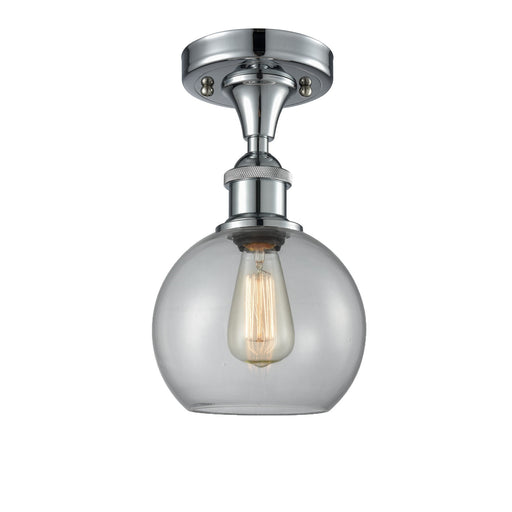 Innovations Athens 8in 1-Light Semi-Flush | Modern Contempo Polished Chrome and Clear Basket Weave Glass | Kitchen | Model 516-1C-PC-G122C-8CL