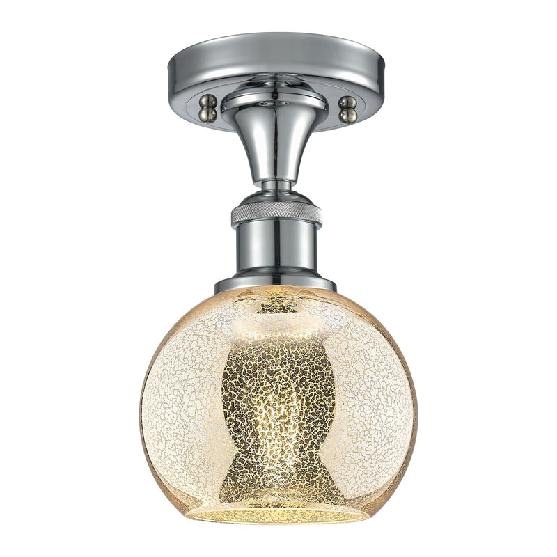 Innovations Athens 6in 1-Light Semi-Flush Mount | Industrial Polished Chrome and Mercury Glass | Hallway & Bedroom | Model 516-1C-PC-G128-6