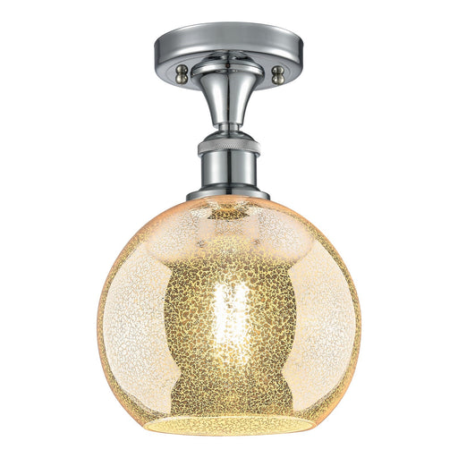 Innovations Athens 8in 1-Light Semi-Flush Mount | Industrial Polished Chrome and Mercury Glass | Hallway & Bedroom | Model 516-1C-PC-G128-8