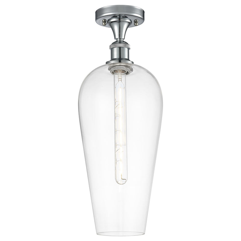 Innovations Chelsea 8in 1-Light Semi-Flush Mount | Industrial Polished Chrome and Clear Glass | Hallway & Bedroom | Model 516-1C-PC-G456-8CL